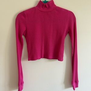 BDG Cropped Hot Pink Turtleneck